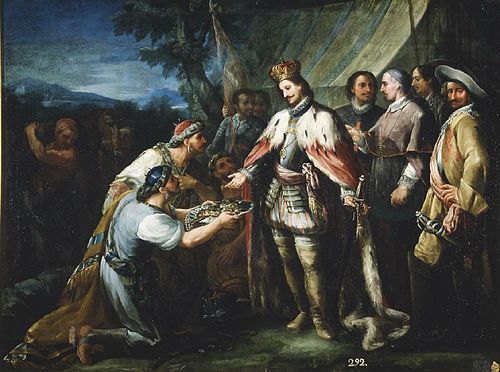 San Fernando recibe el tributo de Mahomad de Baeza, 1760, Andrés Ginés de Aguirre