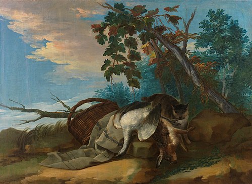Caza muerta y una cesta, 1701, Andrés Ginés de Aguirre