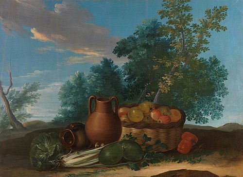 Bodegón de frutas y verduras, 1701, Andrés Ginés de Aguirre