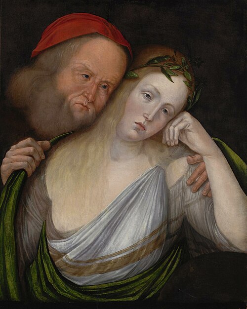 An Old Man and a Young Woman (The Nymph Agapes and Her Old Husband), 1503, Jacopo de' Barbari