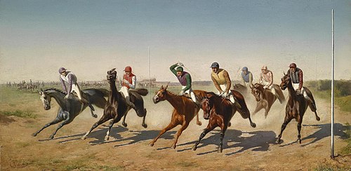 Race day in the Freudenau, , Carl Rudolf Huber