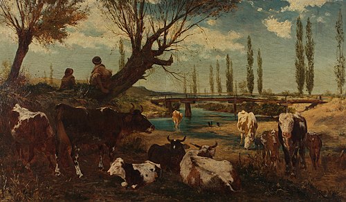 Kuhherde am Wasser, 1872, Carl Rudolf Huber