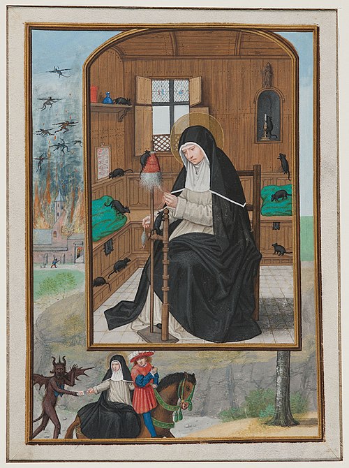 St. Gertrude de Nivelles, from the Hours of Cardinal Albrecht of Brandenburg (1490-1545), Archibisho, 1523, Simon Bening
