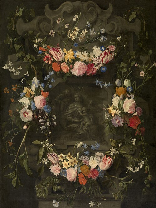 Holy Family in a Flower Garland, 1650, Daniel Seghers