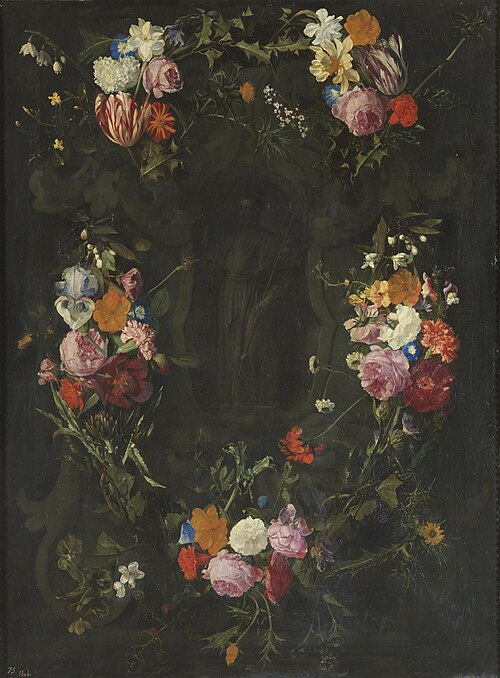 Saint François Xavier entouré d'une guirlande de fleurs, 1635, Daniel Seghers