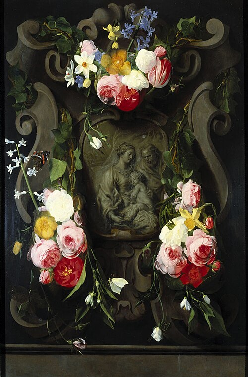 The Holy Family in a Flower Garland, 1644, Daniel Seghers