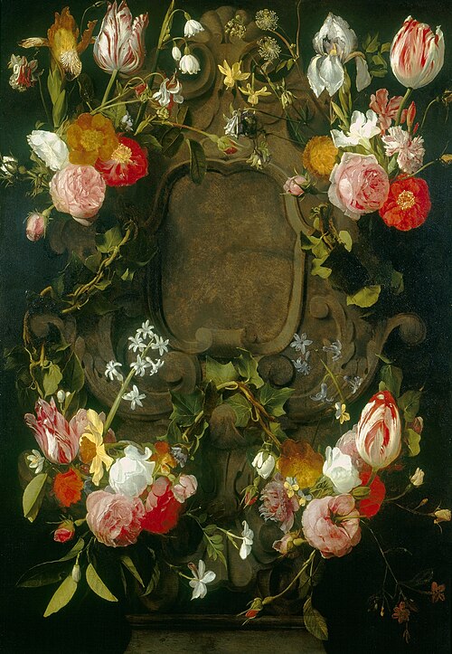 A Cartouche Embellished with a Garland of Flowers, 1650, Daniel Seghers