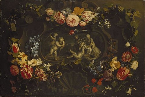 Relief in marble with playing putti, 1650, Daniel Seghers