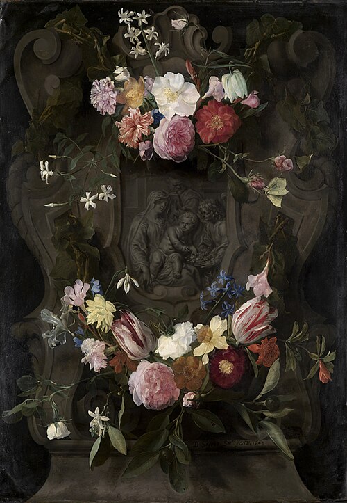 Madonna relief in a flower garland, 1644, Daniel Seghers