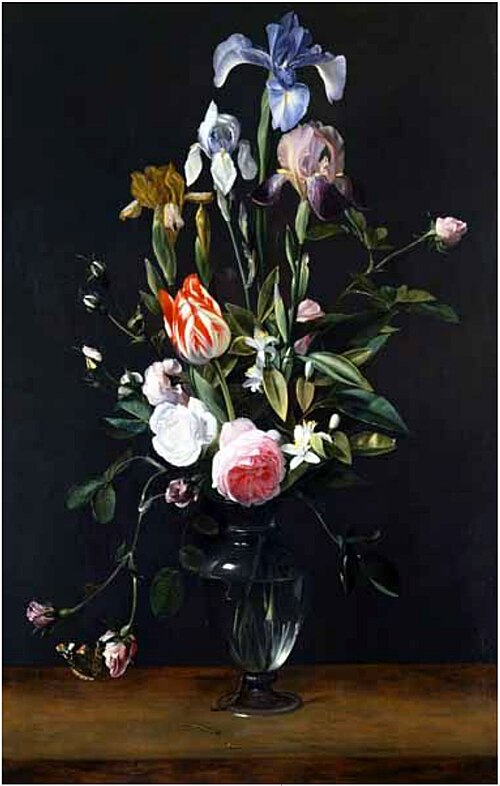 Flowers in a Glass Vase, 1635, Daniel Seghers