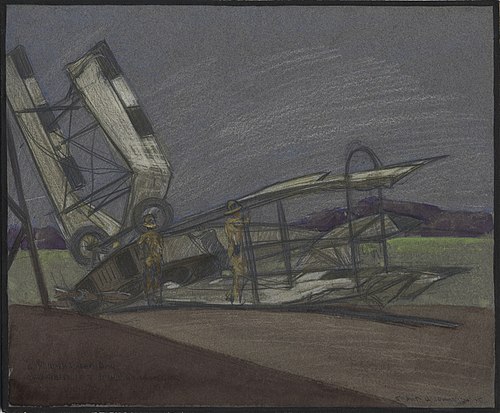 'C' Flight Machine Cracked on Hanger 'B', 1918, Franz Johnston