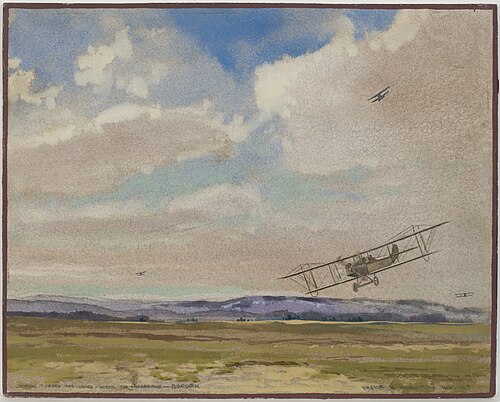 Towards the Hills Across the Aerodrome, 1918, Franz Johnston