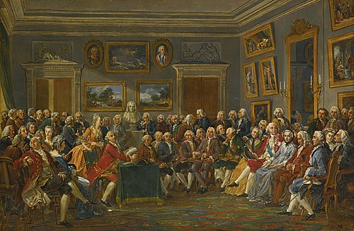 A READING OF VOLTAIRE'S TRAGEDY "L'ORPHELINE DE LA CHINE" IN THE SALON OF MADAME GEOFFRIN, 1812, Anicet Charles Gabriel Lemonni