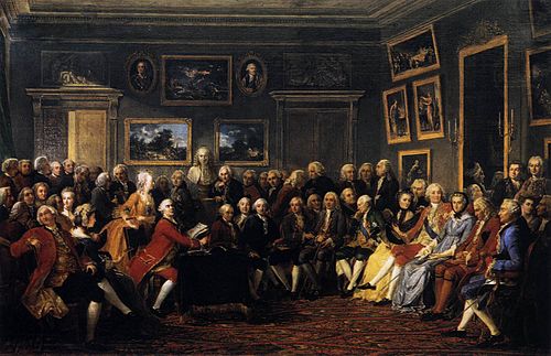 Lecture de la tragédie "L'orphelin de la Chine" de Voltaire dans le salon de madame Geoffrin, 1812, Anicet Charles Gabriel Lemonni