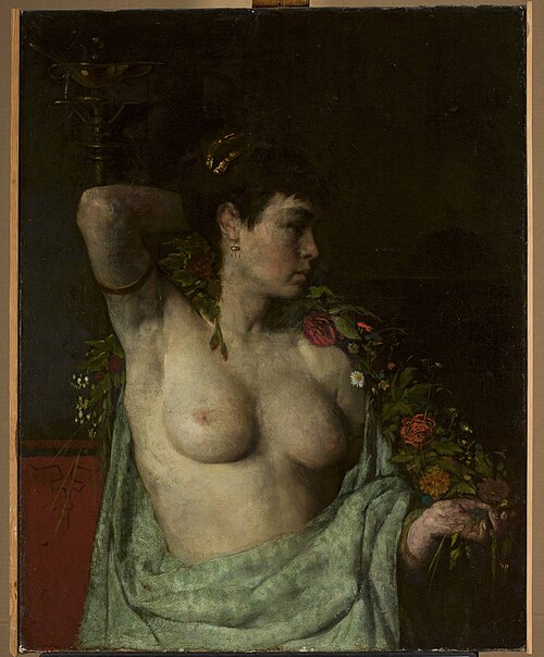 Bacchante - semi-nu féminin., 1876, Henryk Piatkowski