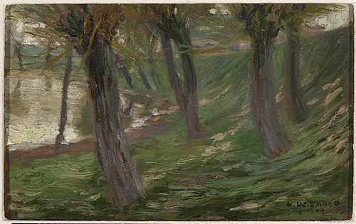 Willows at a pond, 1900, Henryk Uziemblo
