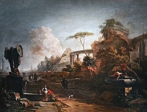 Vue avec ruines romaines classiques, , Marco Ricci