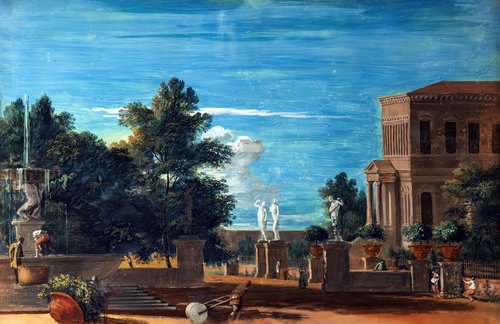 Vue sur le parc d'une villa, 1741, Marco Ricci