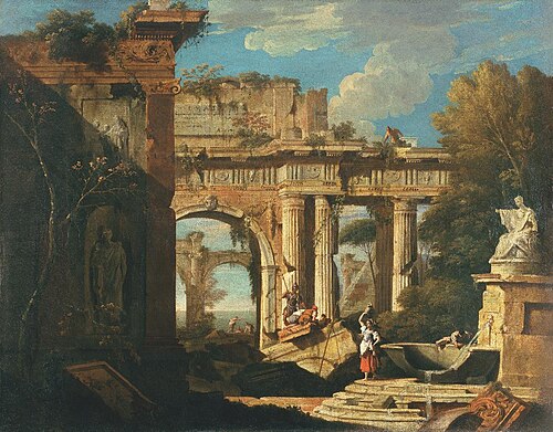 Capriccio con rovine romane, 1720, Marco Ricci