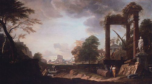 Classical capriccio of Rome, , Marco Ricci