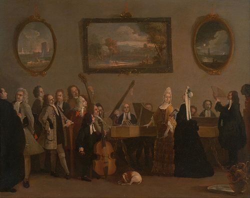 Rehearsal of an opera, 1709, Marco Ricci