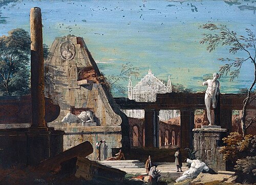 Ruin Caprice with a Gothic Church, 1722, Marco Ricci