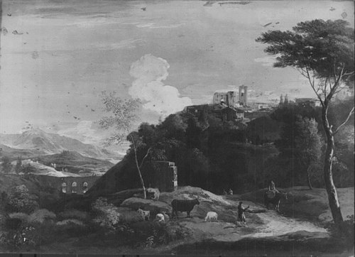 Landscape with a Hill Town, 1720, Marco Ricci
