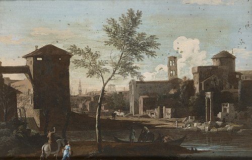 A Town and Ruins Beside a River, 1719, Marco Ricci