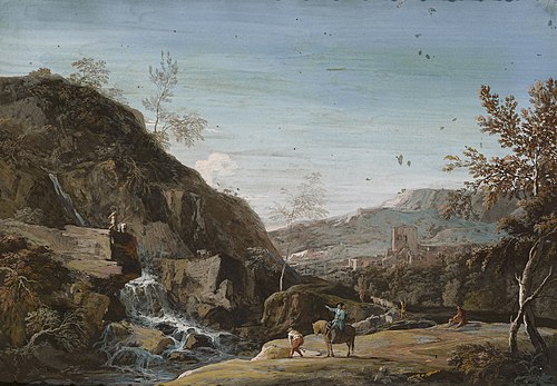 A Rocky Landscape with a Waterfall, 1720, Marco Ricci