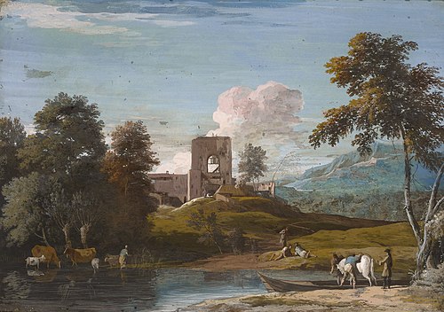 Landscape with a Horse being Ferried across a Stream, 1723, Marco Ricci