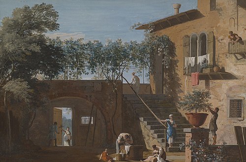 The Courtyard of a Country House, 1728, Marco Ricci