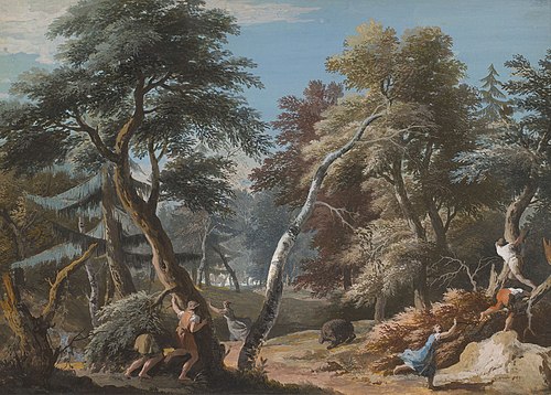 A Wood with Peasants Alarmed by a Bear, 1725, Marco Ricci
