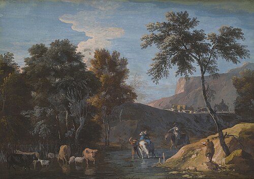A Rocky Landscape with Herds Watering, 1727, Marco Ricci
