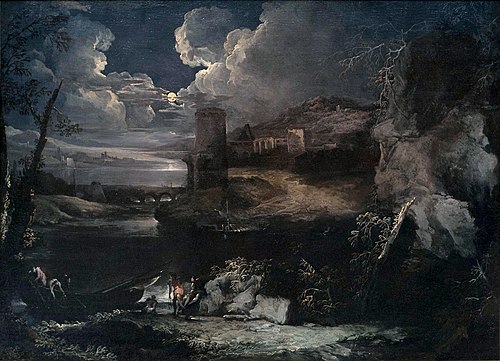 Paysage nocturne fantastique, 1708, Marco Ricci