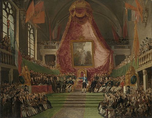 The Solemn Inauguration of University of Ghent by the Prince of Orange in the Throne Room of the Tow, 1823, Mathieu-Ignace Van Brée