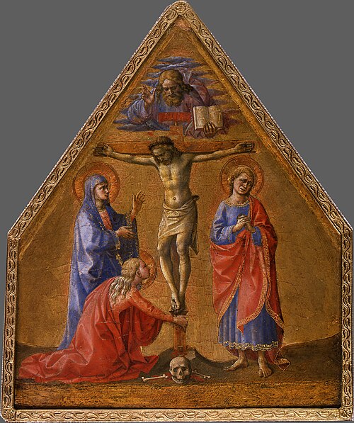 Christ on the Cross with Saints John, Mary and Mary Magdalene, 1455, Francesco di Stefano