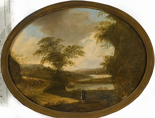 Italian landscape with hunters, 1661, Ottomar Hackius