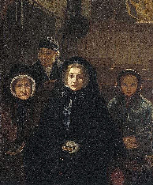 Early to Church, 1861, August Allebé