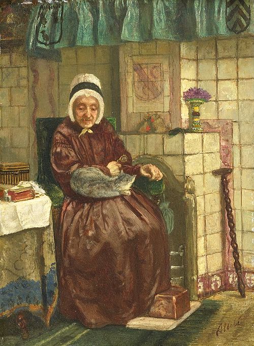 Old Woman by the Fireplace, 1875, August Allebé