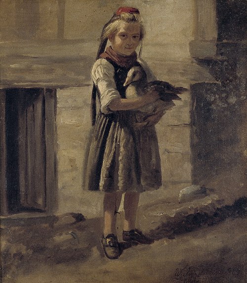 Meisje met eend, 1865, August Allebé