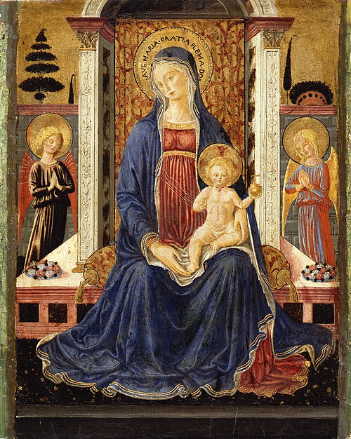 The Virgin and Child enthroned with two angels, 1452, Bartolomeo Caporali