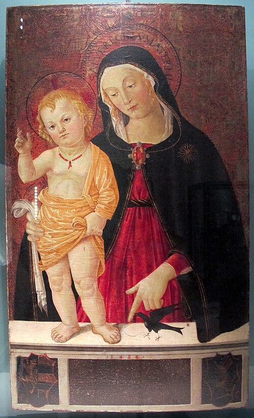 madonna col bambino e l'uccellino, , Bartolomeo Caporali