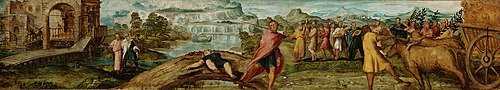 Überführung der Bundeslade durch David; der Tod des Usa, 1543, Jacopo Tintoretto