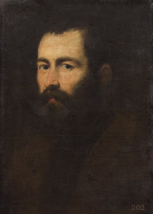Bildnis eines dunkelbärtigen, blauäugigen Mannes, 1555, Jacopo Tintoretto