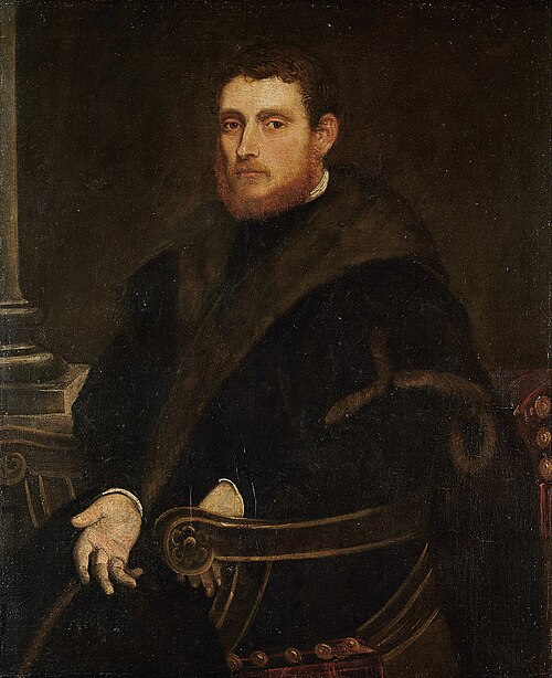Bildnis eines jungen rotbärtigen Mannes im Lehnstuhl, 1560, Jacopo Tintoretto