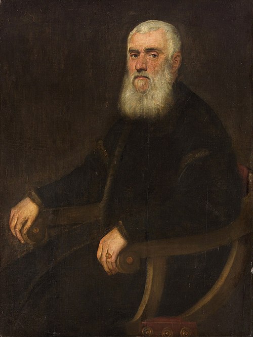 Bildnis eines weißbärtigen Mannes im Lehnstuhl, 1562, Jacopo Tintoretto