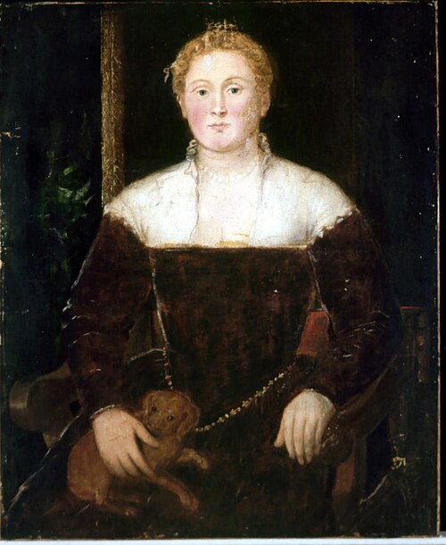Young Woman with a Small Dog, possibly a Member of the Soranzo Family, 1550, Le Tintoret