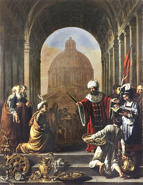 Cyrus restores the treasures of the temple, 1660, Thomas de Keyser
