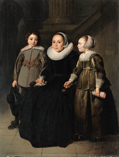 Portrait of a seated woman and two children, 1635, Thomas de Keyser