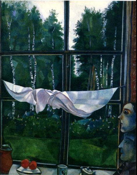 Vue de la fenêtre à Zaolchie, près de Vitebsk, 1915, Marc Chagall